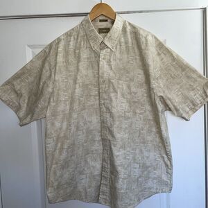 Natural Issue Men’s Hawaiian Aztec Shirt Short Sleeve Button Front Men’s XL Tan